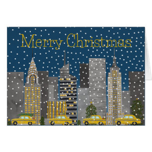 Jul i Anpassadet i Snowy New York Hälsningskort