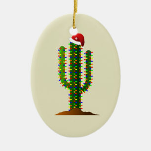 Jul i Arizona Saguaro Cactus Ljus Julgransprydnad Keramik