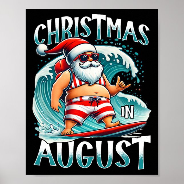 Jul i Augusti Surfande Tomte Xmas i Augusti Poster (Framsidan)