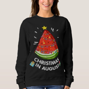 Jul i augusti Watermelon Santa Summer Träd T Shirt