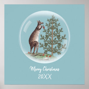 Jul i Australien med snö och en känguru Poster