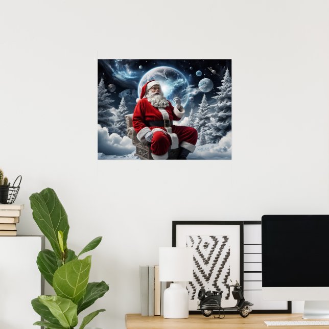 Jul i bakgrunden till Magic Santa Space Poster (Hemmakontoret)