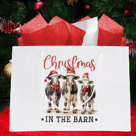Jul i Barn Rustic Cows i Santa Hats