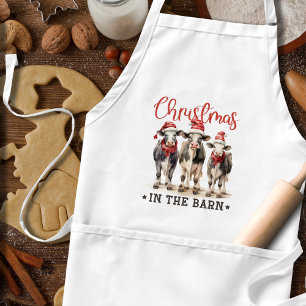 Jul i Barn Rustic Cows i Santa Hats Förkläde