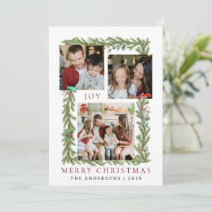 Jul i Botaniska Ram Elegant Family 3-foto Julkort