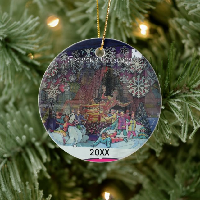 Jul i butiksfönster i staden Ornament (Träd)