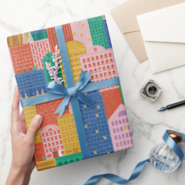 Jul i City Colorful Wrapping Papper Presentpapper