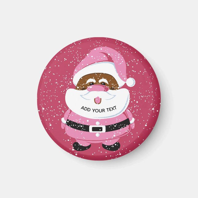 Jul i Cute African-American Jultomten Magnet (Framsidan)