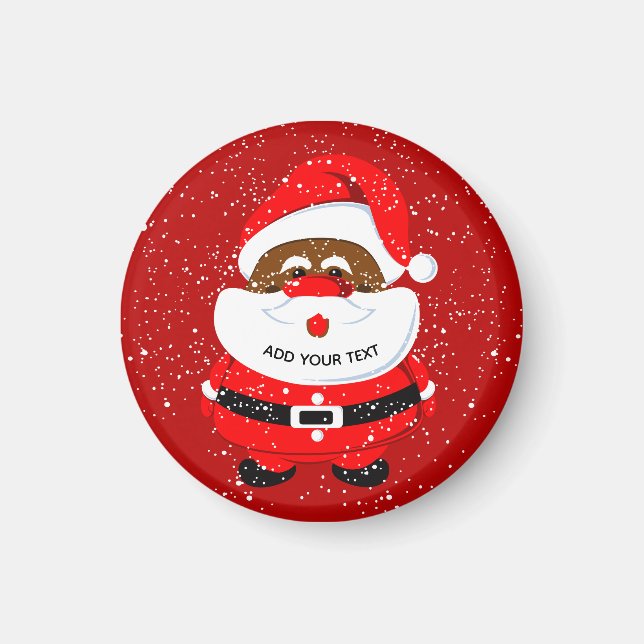 Jul i Cute African-American Jultomten Magnet (Framsidan)