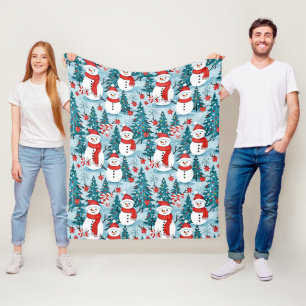 Jul i Cute och Mysiga Snögubbe Fleecefilt