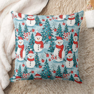 Jul i Cute och Mysiga Snögubbe Kudde