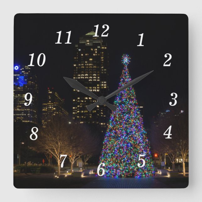 Jul i Dallas Wall Clock i centrala staden Fyrkantig Klocka (Framsida)