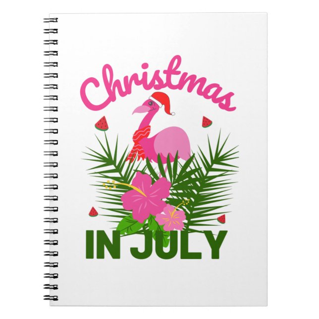 Jul i den riktigt söta sommarflamingon anteckningsbok (Framsidan)