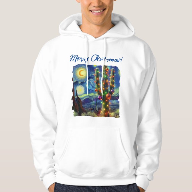 Jul i Desert Southwest Saguaro Cactus Hoodie (Framsida)