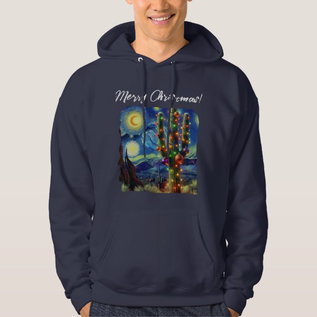 Jul i Desert Southwest Saguaro Cactus Hoodie (Framsida)