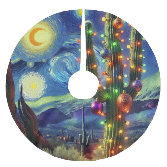 Jul i Desert Southwest Saguaro Cactus Julgransmatta Borstad Polyester (Framsidan)