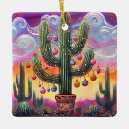 Jul i Desert Southwest Saguaro Cactus Julgransprydnad Keramik