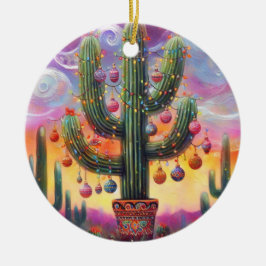 Jul i Desert Southwest Saguaro Cactus Julgransprydnad Keramik
