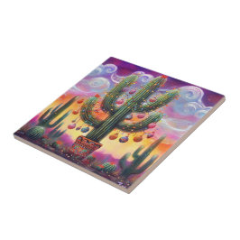 Jul i Desert Southwest Saguaro Cactus Kakelplatta