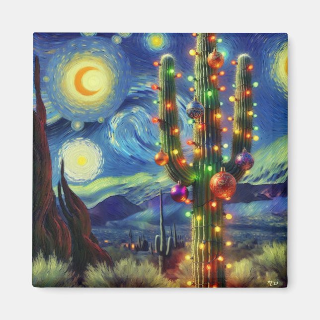 Jul i Desert Southwest Saguaro Cactus Magnet (Framsidan)
