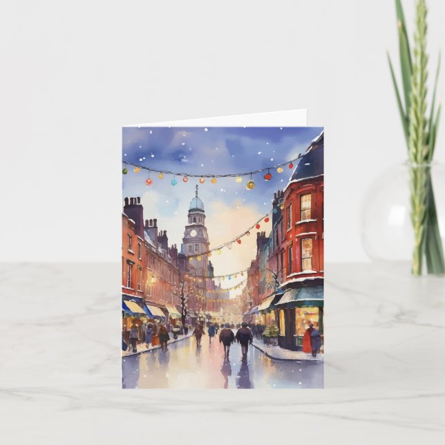 Jul i Dublin Watercolor Kort (Framsida)
