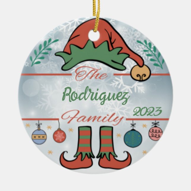 Jul i Elf-familjen Julgransprydnad Keramik (Framsidan)