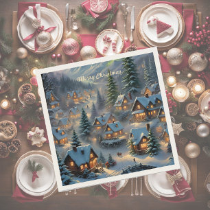 Jul i en by i berget, polar ljus pappersservett