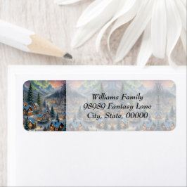 Jul i en by i berget, polar ljus returadress etikett