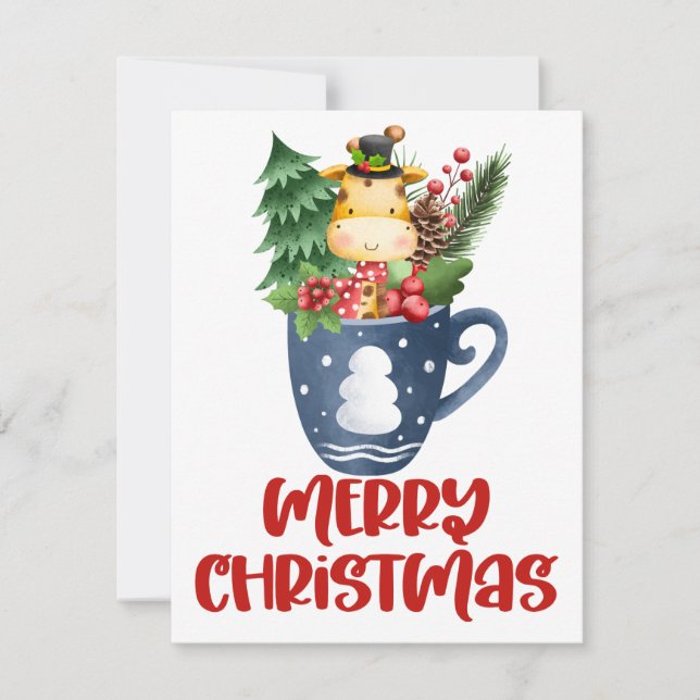 Jul i en mugg clipart gratulationskort julkort (Framsida)
