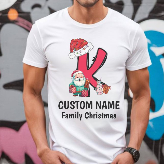 Jul i familjen med monogrammet anpassar sig efter  t shirt (Skapare uppladdad)