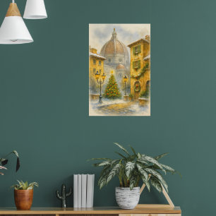 Jul i Florens Italien Akvarell Canvas Poster