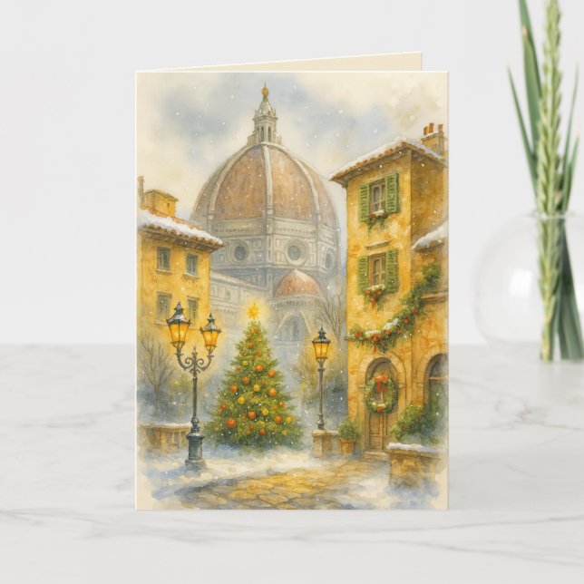 Jul i Florens Italien Vattenfärg Canvas  Kort (Framsida)