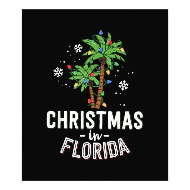 Jul i Florida Deck Familj Va i Handflatan Träd Fototryck (Framsidan)