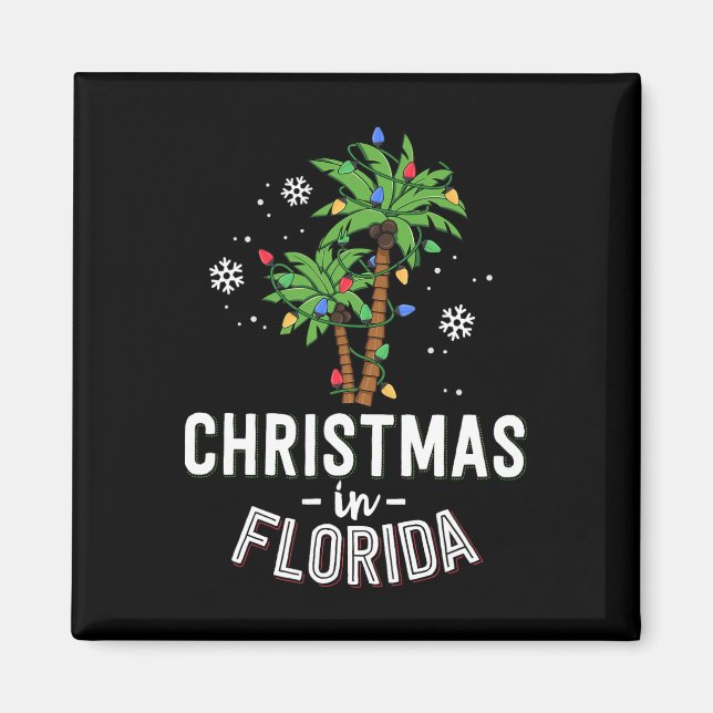Jul i Florida Deck Familj Va i Handflatan Träd Magnet (Framsidan)