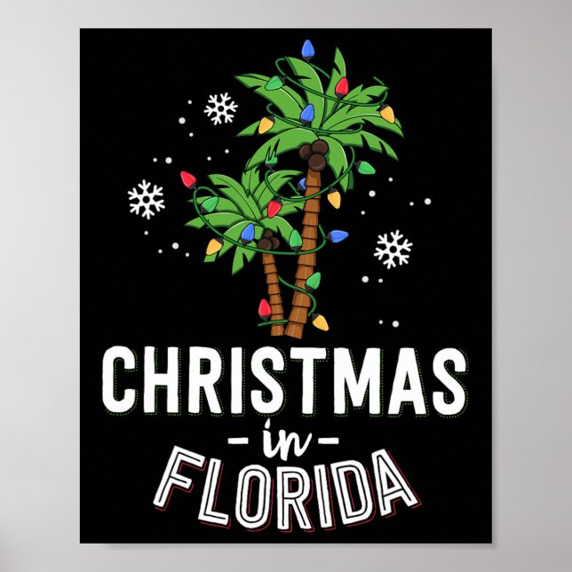 Jul i Florida Deck Familj Va i Handflatan Träd Poster (Framsidan)
