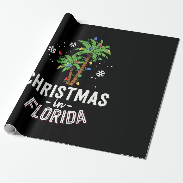 Jul i Florida Deck Familj Va i Handflatan Träd Presentpapper (Utrullad)