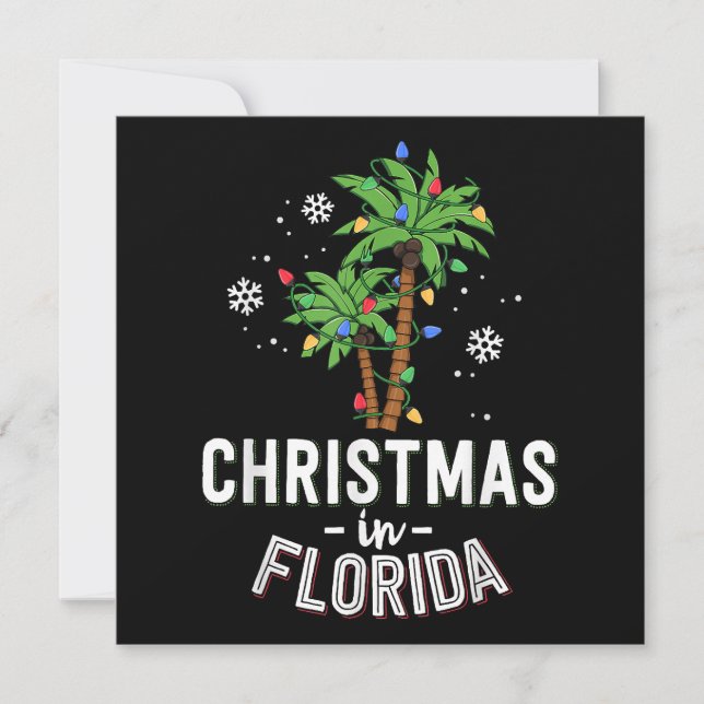 Jul i Florida Deck Familj Va i Handflatan Träd Spara Datumet (Framsida)