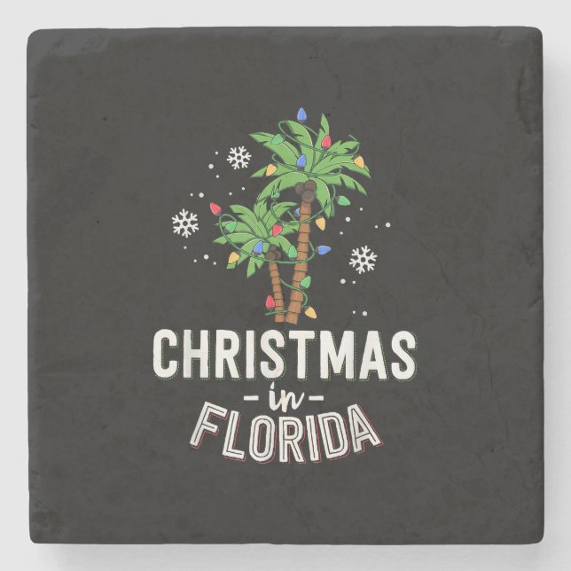 Jul i Florida Deck Familj Va i Handflatan Träd Stenunderlägg (Framsidan)