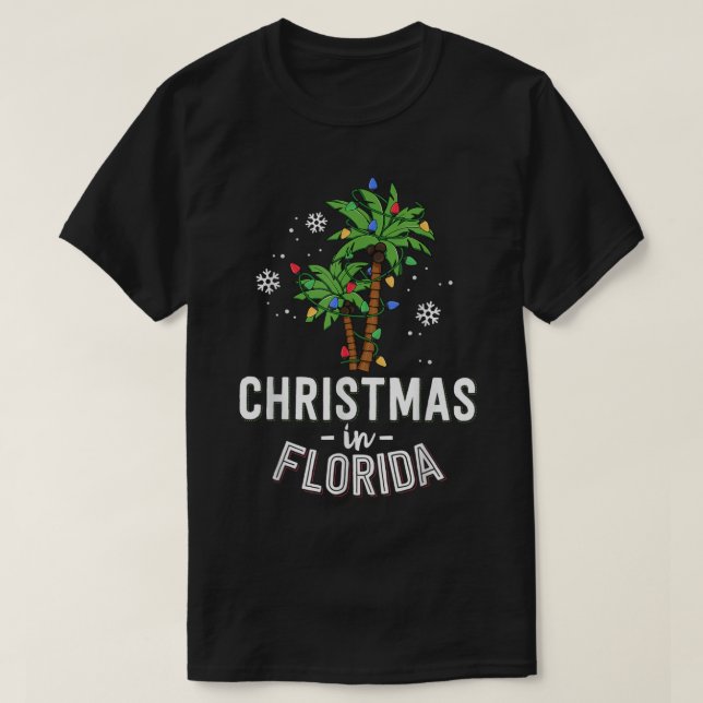 Jul i Florida Deck Familj Va i Handflatan Träd T Shirt (Design framsida)