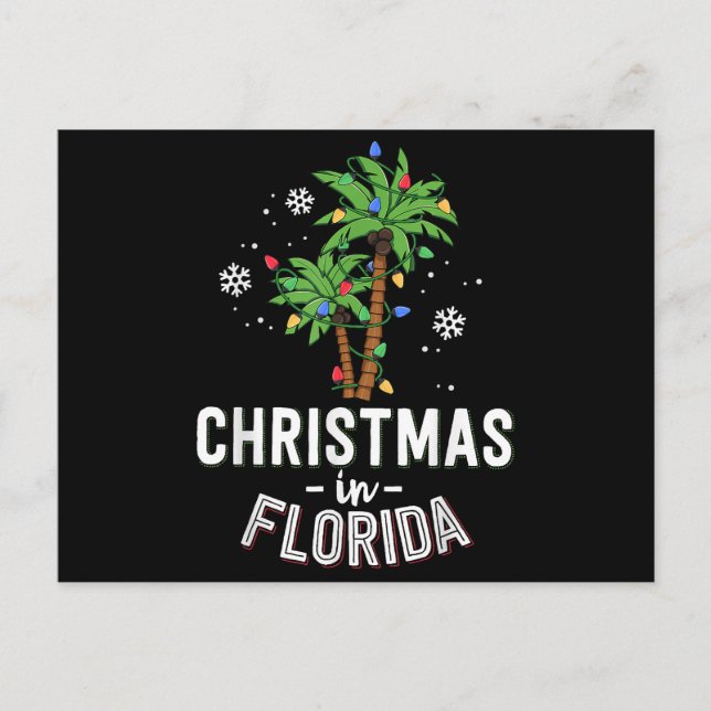 Jul i Florida Deck Familj Va i Handflatan Träd Vykort (Framsida)