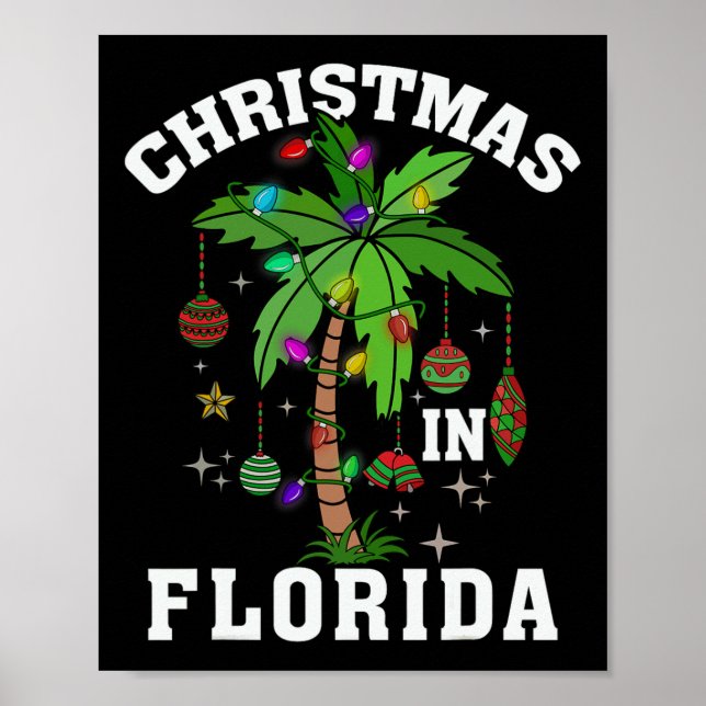 Jul i Florida Deck Handflatan Träd Julafton Winte Poster (Framsidan)