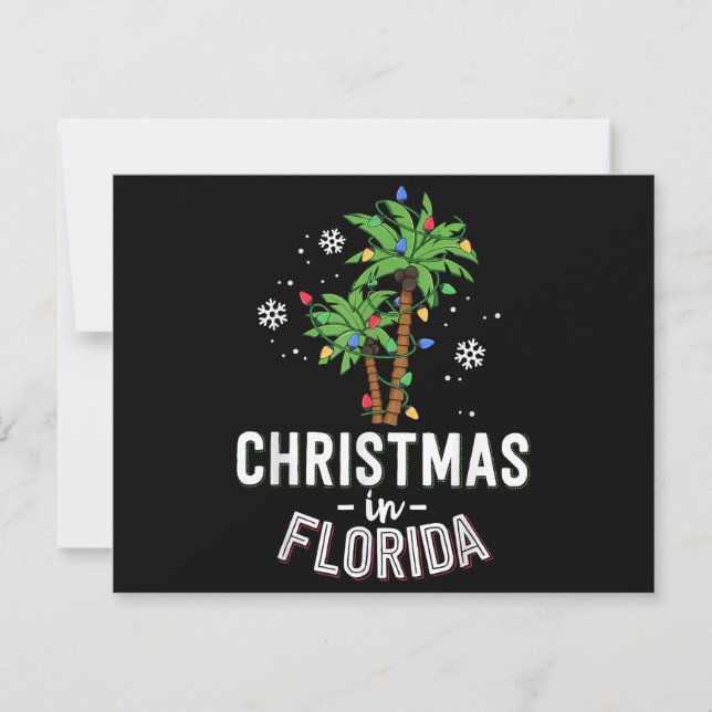 Jul i Florida Dekorera Palmträden Familj Va Julkort (Framsida)