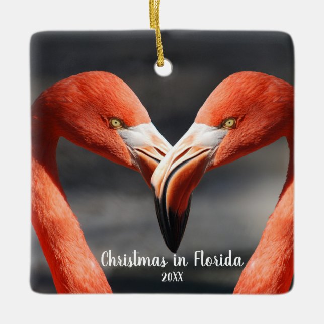 Jul i Florida Flamingo Kärlek Ornament (Framsida)