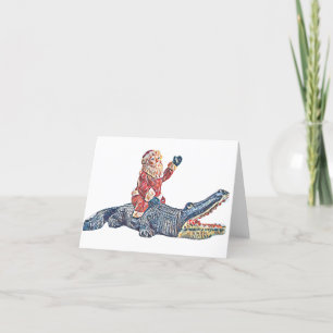 Jul i Florida Jultomten rider Alligator Helgkort