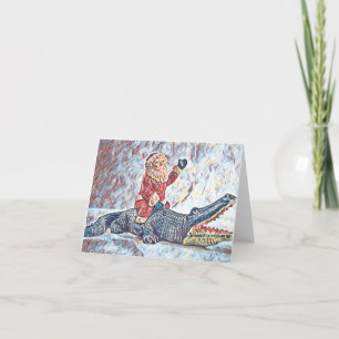 Jul i Florida Jultomten rider Alligator Kort