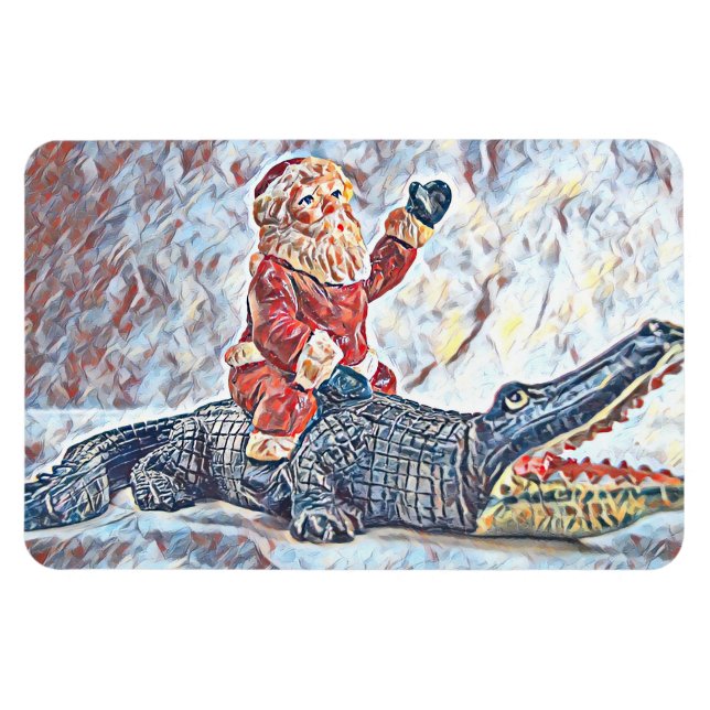 Jul i Florida Jultomten rider Alligator Magnet (Horisontell)