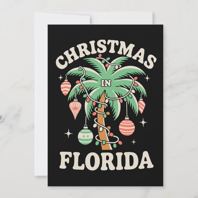 Jul i Florida Palmträd Xmas Ljus Vinter Julkort (Framsida)