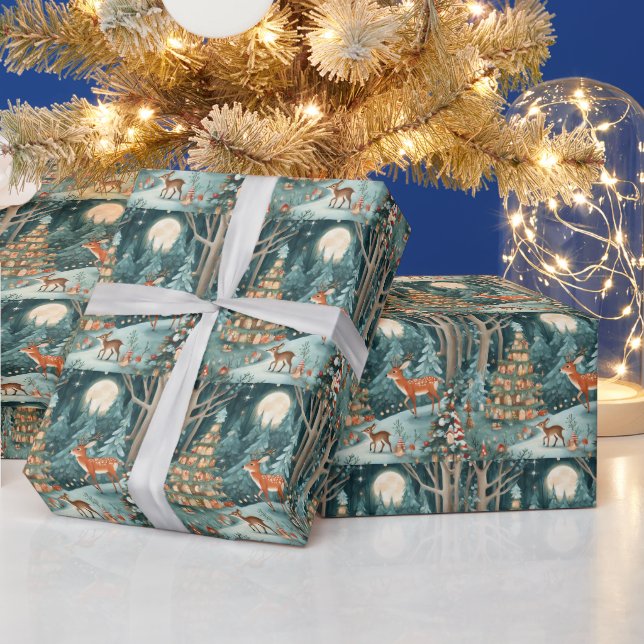 Jul i Forest Nature Illustration Presentpapper (Helgdagar)