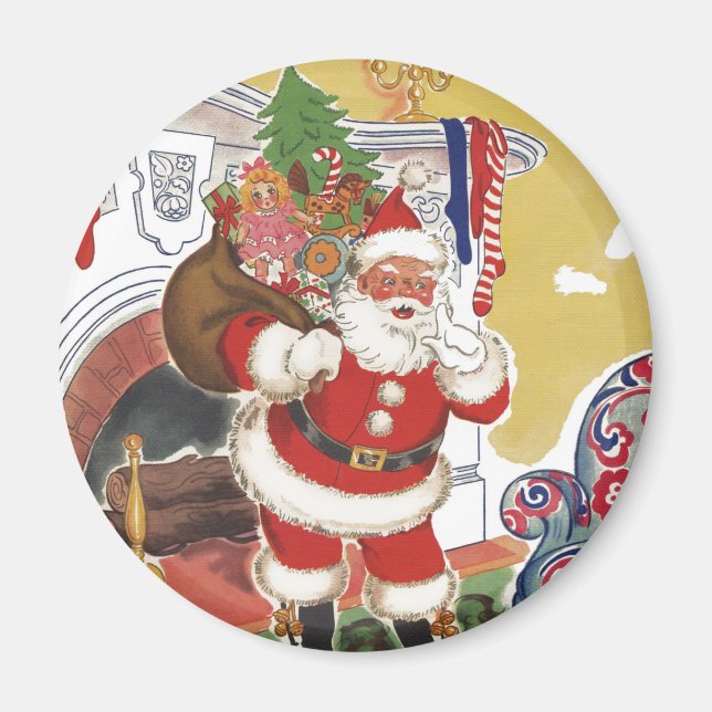 Jul i gammal stil, Glad Tomte med presenter Magnet (Framsidan)
