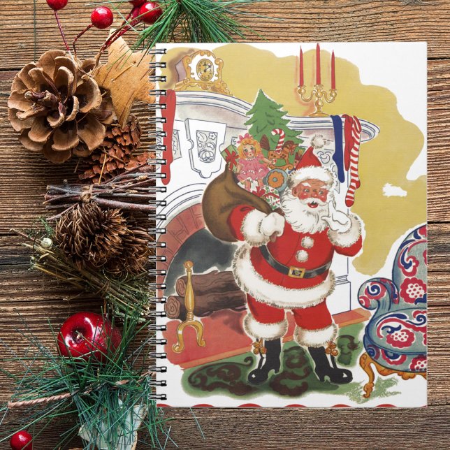 Jul i gammaldags stil, Glad Tomte med presenter Anteckningsbok Med Spiral (Skapare uppladdad)